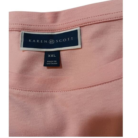 NEW KAREN SCOTT Soft Pastel Pink Top Lightweight Shirt 2X Crochet Trim Staple - Picture 5 of 9